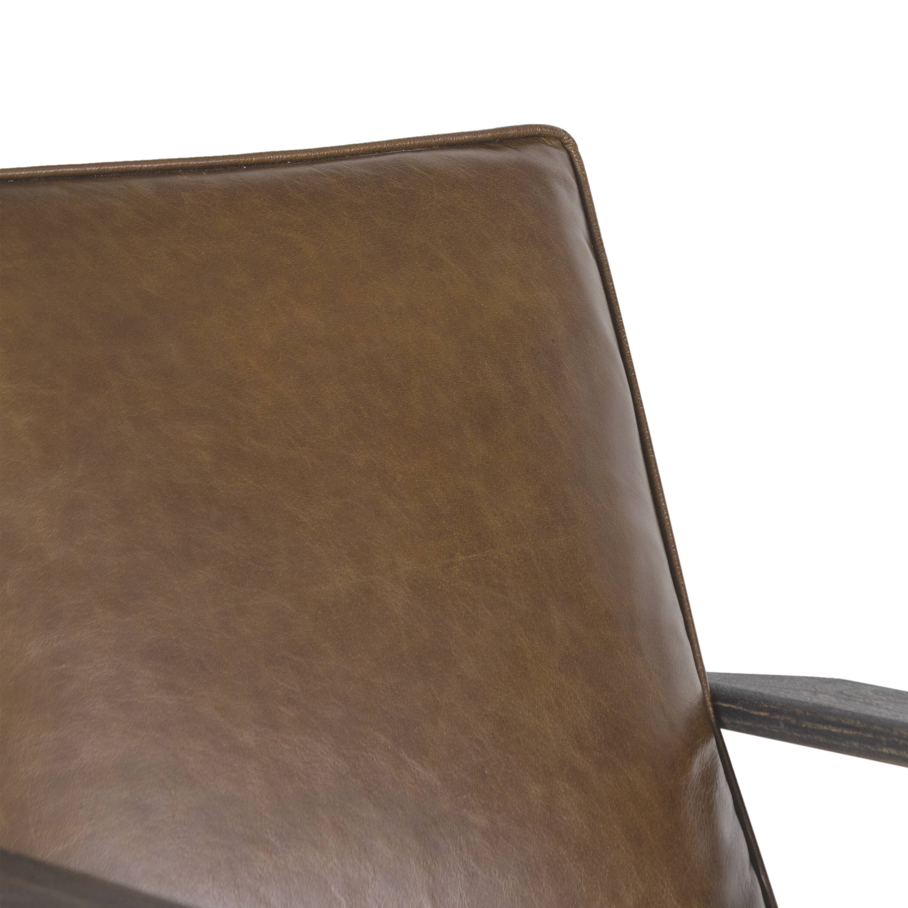 Alt View 8. Manhattan Lane - Amber Accent Chair, Handcrafted Slatted Mango Wood, Brown Buffalo Leather Cushions, Angled Legs - Brown.