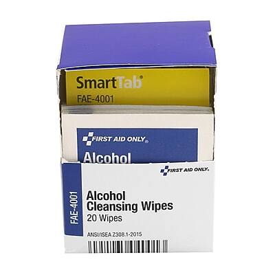 SmartTab FAE-4001  
FIRST AID ONLY  
Alcohol  
FIRST AID ONLY  
Alcohol Cleansing Wipes  
20 Wipes  
ANSI/SEA Z308.1-2015