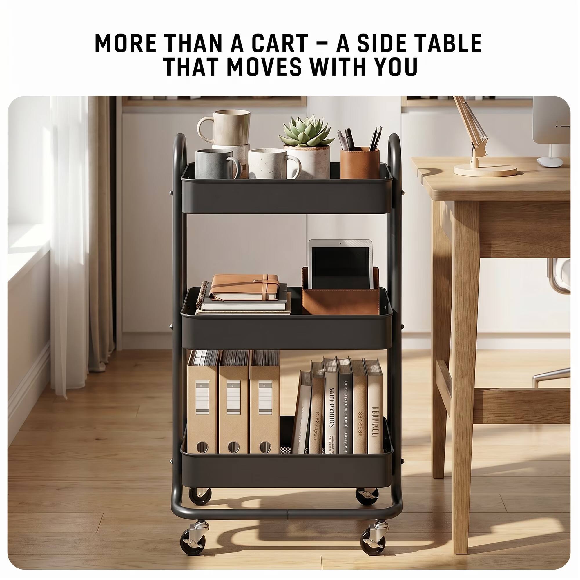 MORE THAN A CART - A SIDE TABLE THAT MOVES WITH YOU