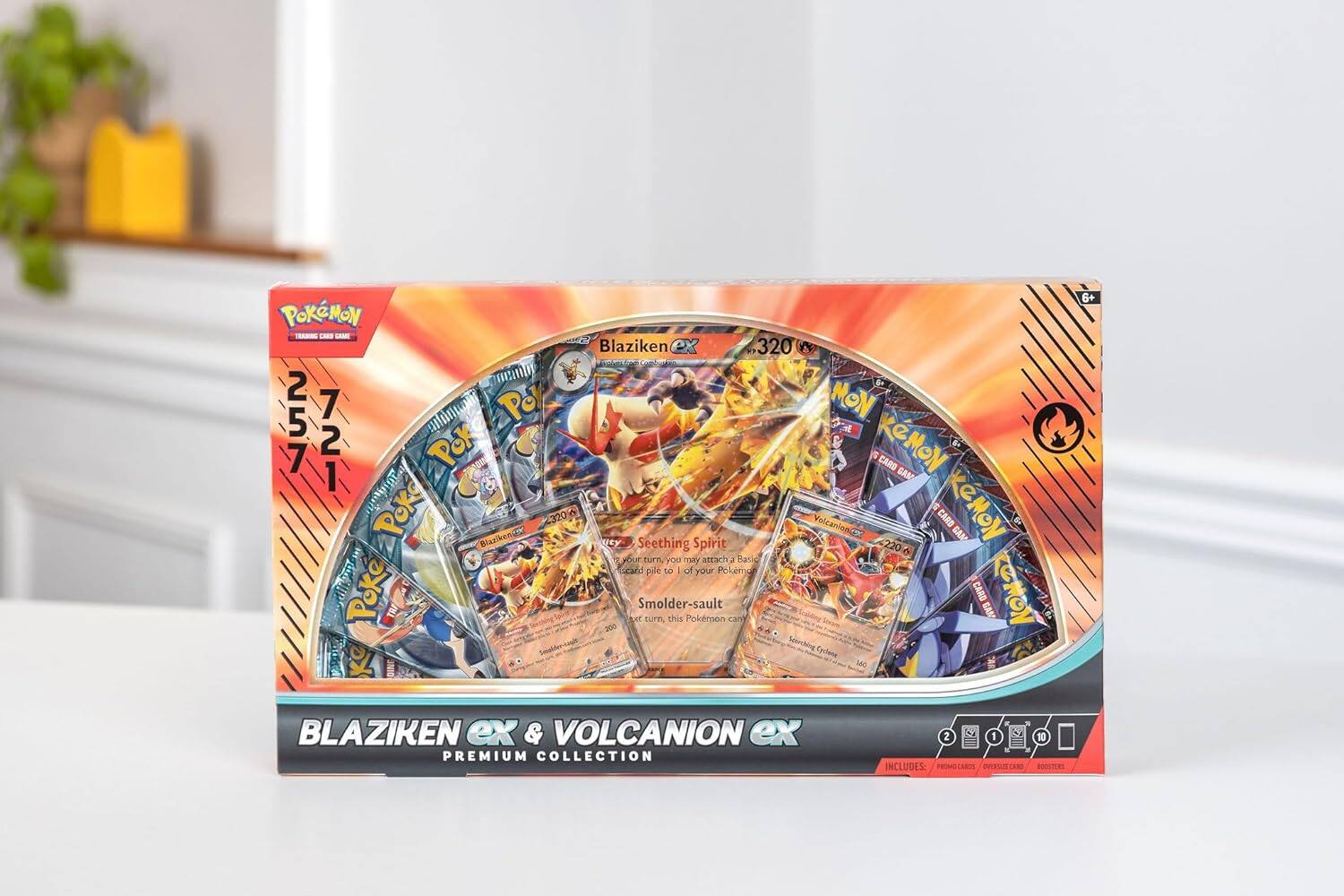 Pokémon LAAS VAM Blaziken ex 320 Poy MON 257 721 Pok  
KeMON CARO GAND uihid PoKE 23204 CARO KeMON Bratiken Valcanione GAN Uty Seething Spirit 220  
Four turn you y attach llatic Gurand pile o - of your Pokemo  
Poke CARD RCMON Smolder-sault TM tet turn. this Pokemon can BANO Sececheing Cyclote Ke LaC 6+  
BLAZIKEN ex & VOLCANION ex PREMIUM COLLECTION OONO 2 1 10 INCLUDES: IVERSZECAN FOOTURS