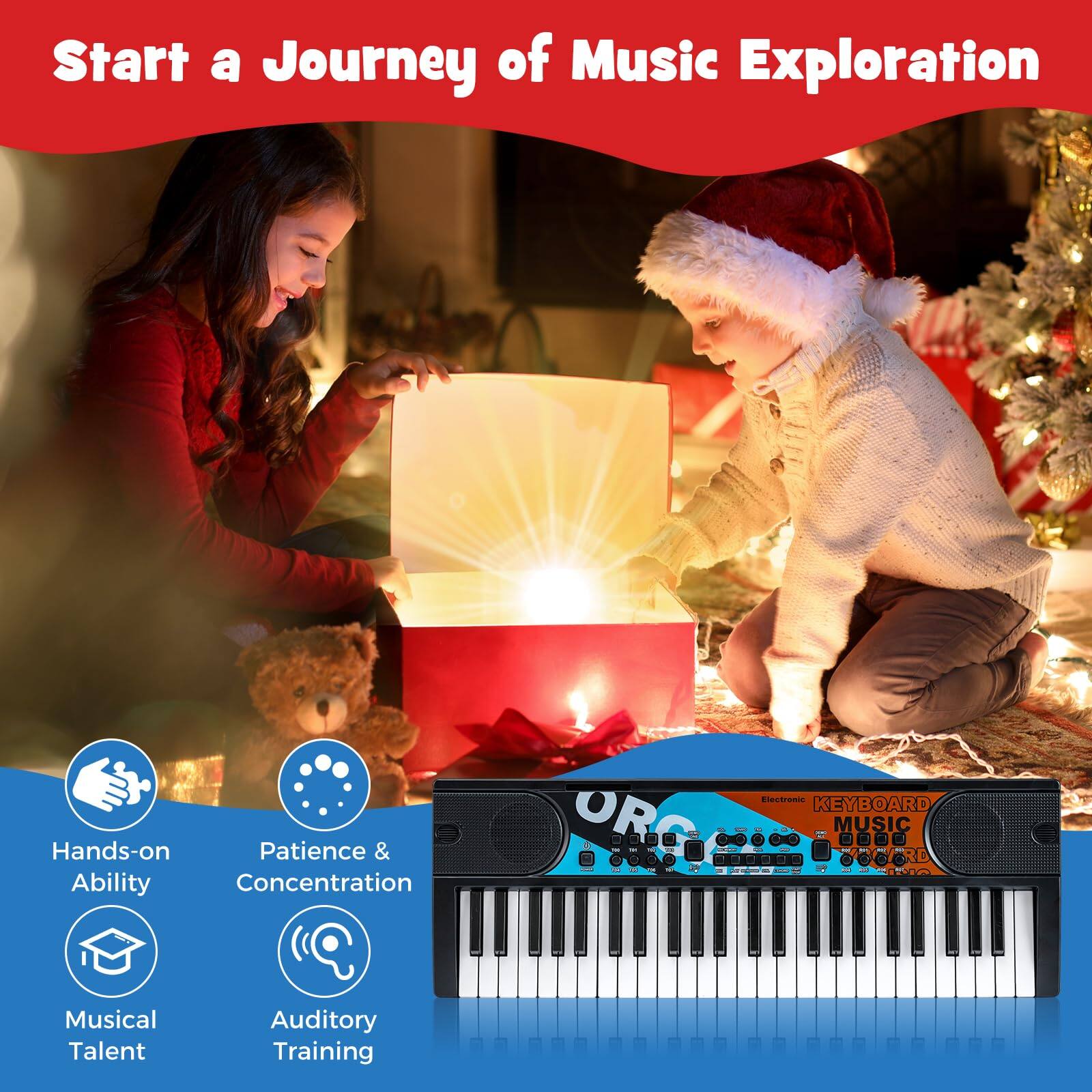 Start a Journey of Music Exploration

Hands-on Ability  
Patience & Concentration  
Musical Talent  
Auditory Training

KEYBOARD ORG 0006 - S MUSIC 0.0 OCRD RD - AEMORN