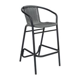 Emma + Oliver - Rhea Indoor/Outdoor Restaurant Style Rattan Barstool - Gray