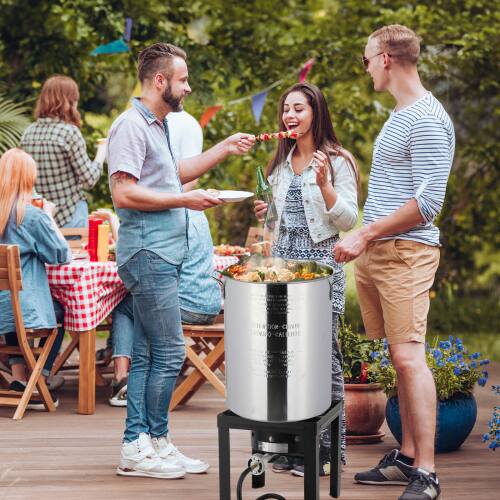 Alt View 6. Winado - 30QT Turkey Deep Fryer Pot with Lid and Strainer Basket Aluminum Seafood Boil Pot for Outdoor Camping Picniic - Sliver.