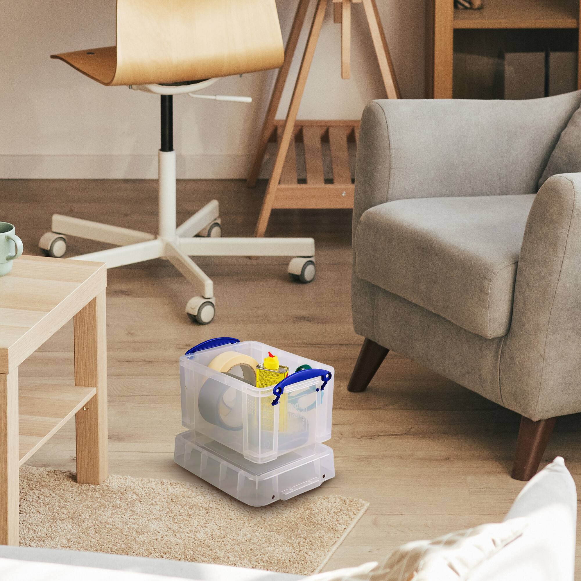 Alt View 2. Really Useful Box - Really Useful Box 3 Liter Snap Lid Storage Bin for Music Storage, Clear (4 Pack) - Clear.