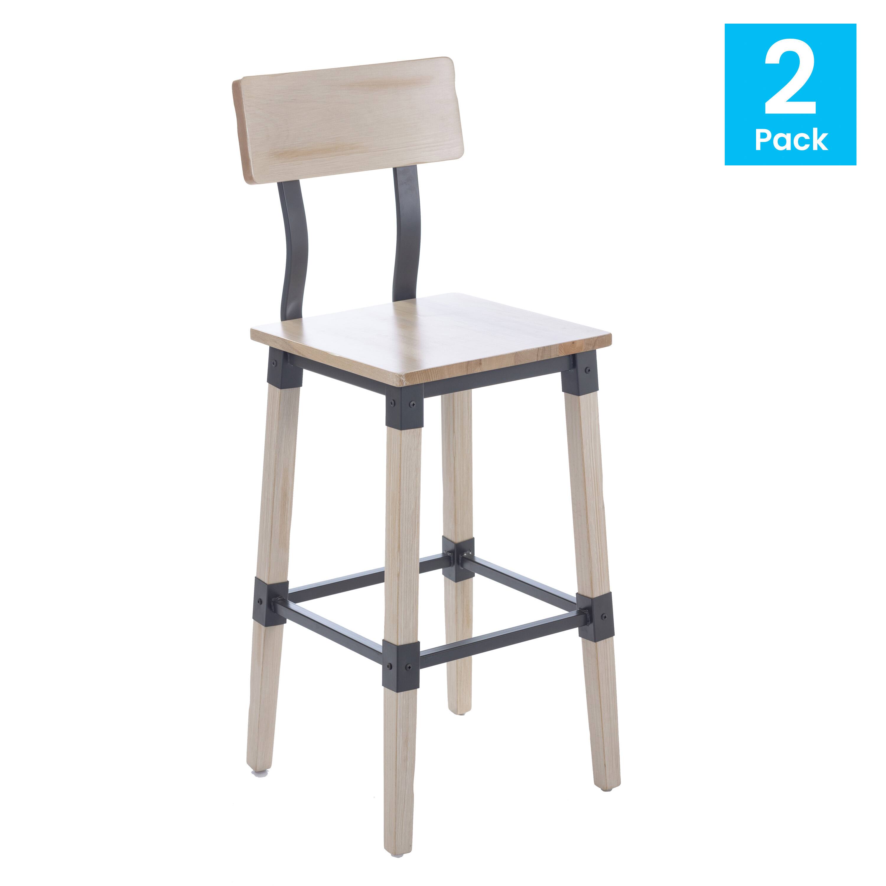 Alt View 1. Flash Furniture - Jackson 2 Pack Commercial Grade Rustic Antique White Industrial Wood Dining Barstool - White.