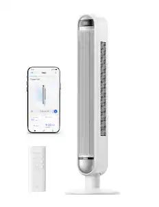 Dreo - Tower Fan, 90° Oscillating Standing Fans, 24ft/s Floor fan with 6 Speeds, 4 Modes, Remote Control, 12H Timer, Quiet - White