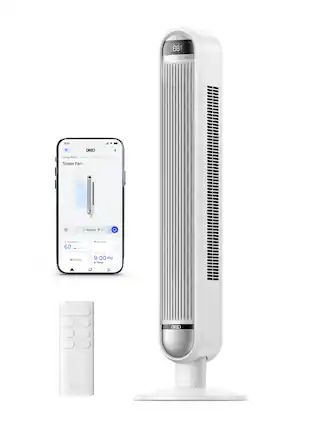 "88.41 DRED Living Breeze Tower Fan 1:1 dNorthern + 1 4 Temperature 60 Setting 5 Sleep + Eco DRED DREO"