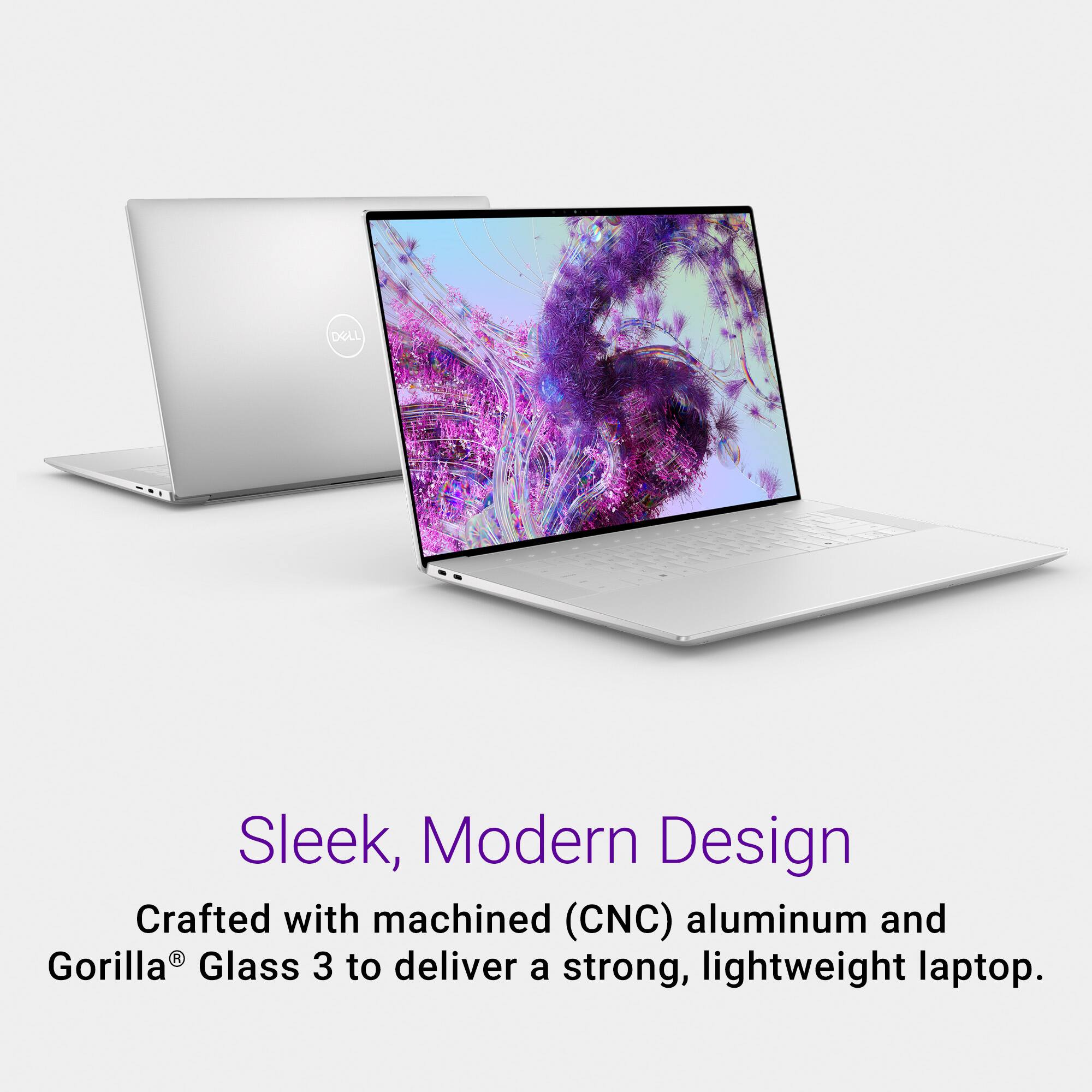 Sleek, modern design crafted with machined (CNC) aluminum and Gorilla Glass 3 to deliver a strong, lightweight laptop.