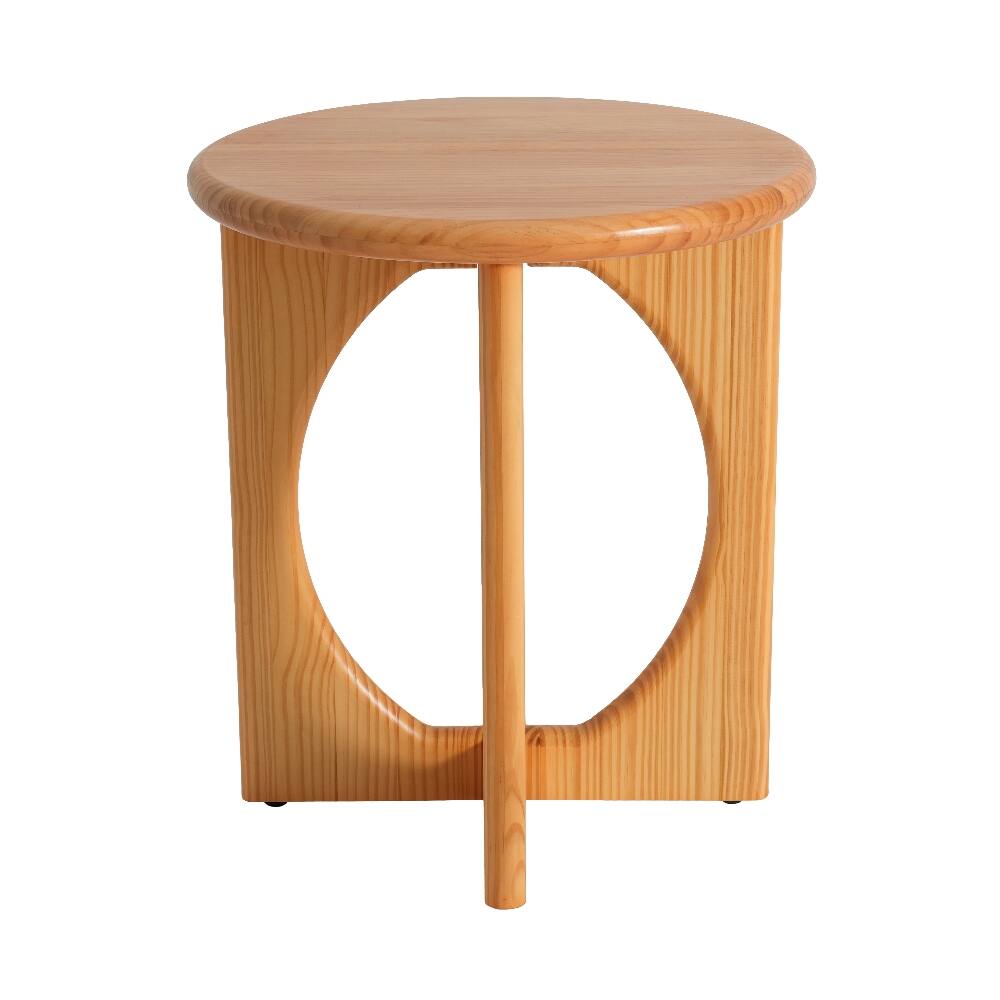 Alt View 3. Loheer - Loheer Natural Pine End Table Round Side Table Geometric Cross-Leg Modern Accent Table for Living Room - Natural.
