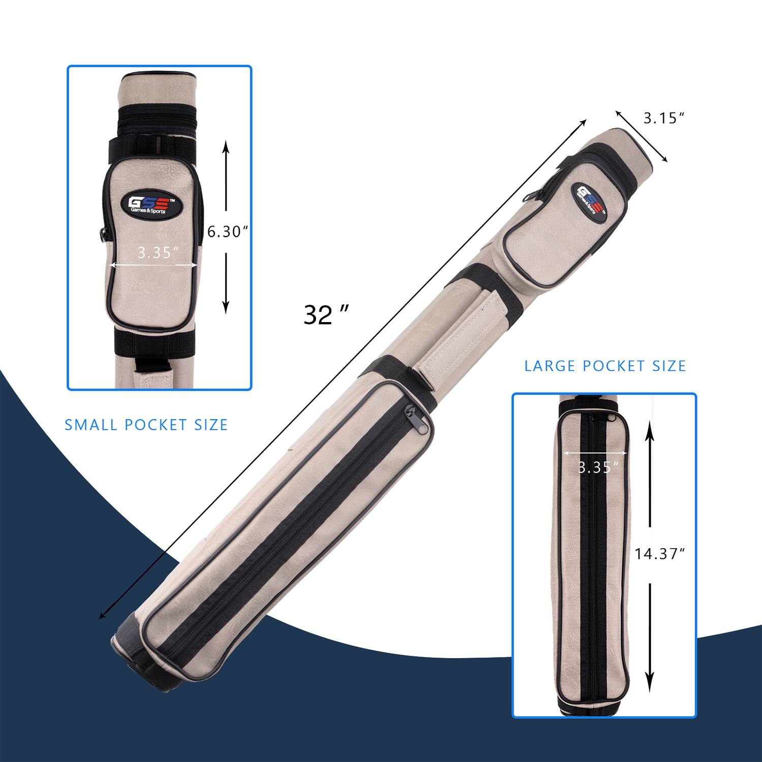 3.15" LARGE POCKET SIZE, 3.35" SMALL POCKET SIZE, 6.30", 32", 14.37"