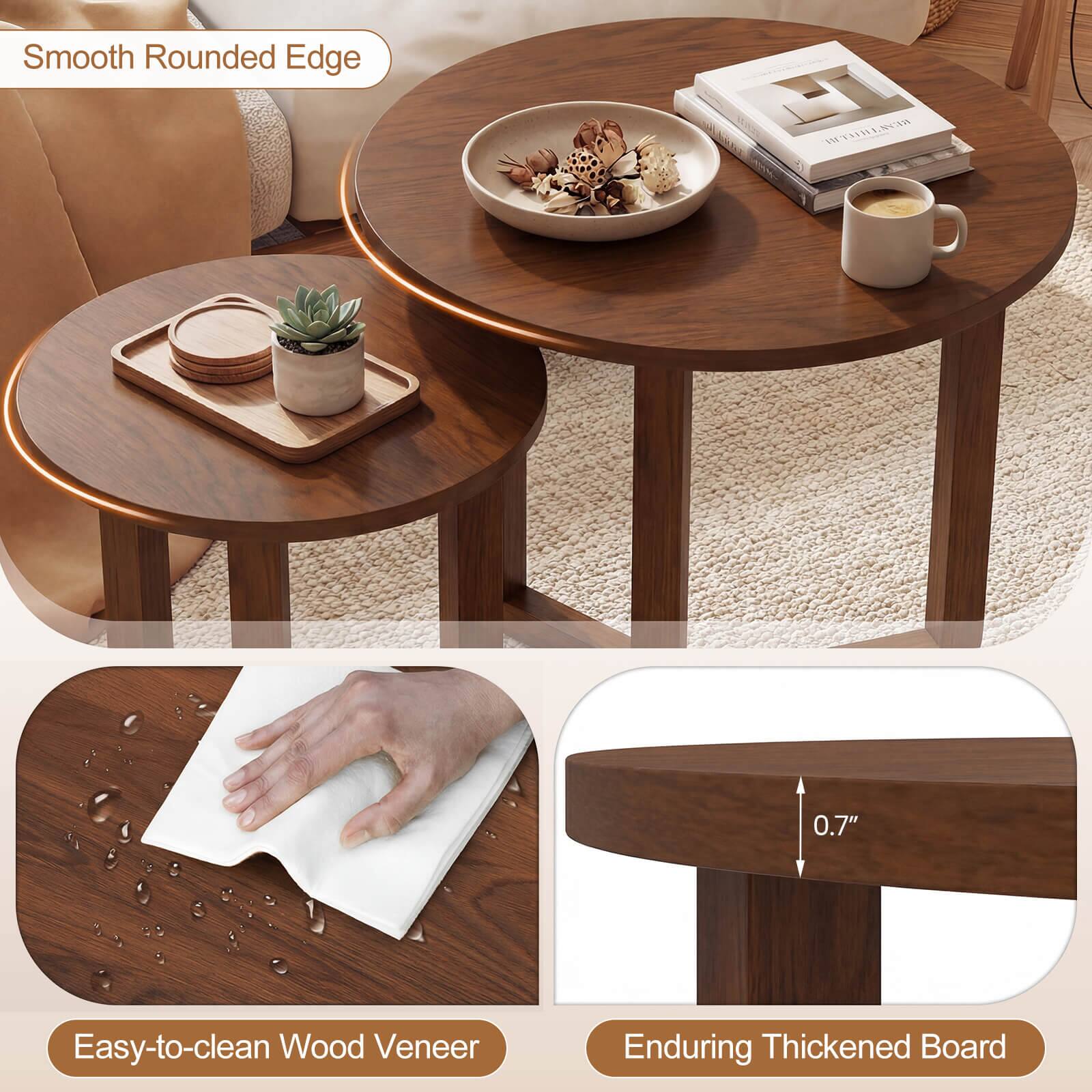 Smooth Rounded Edge  
Easy-to-clean Wood Veneer  
Enduring Thickened Board  
0.7"