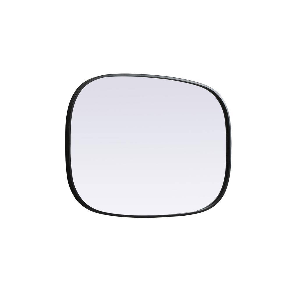 Left. Elegant Decor - Metal Frame Oval Mirror 24x36 Inch in Black - Black.