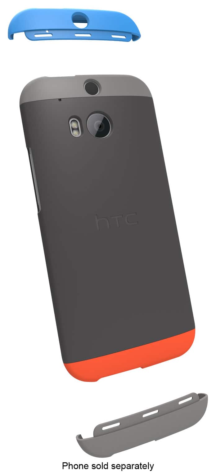 Front. HTC - Double Dip Case for HTC One (M8) Cell Phones - Gray/Orange Popsicle/Swing Blue.