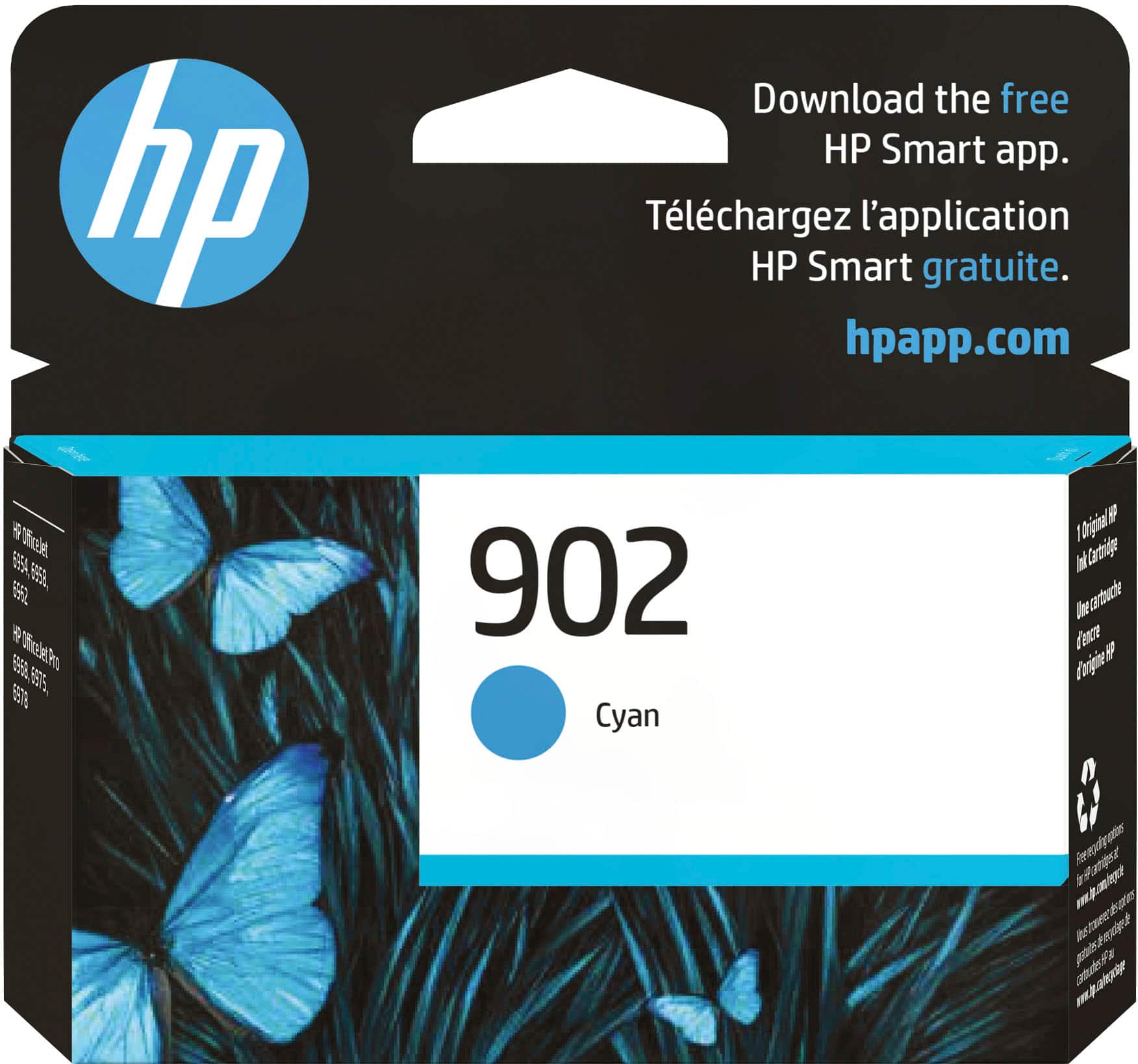 Front. HP - 902 Standard Capacity Ink Cartridge - Cyan.