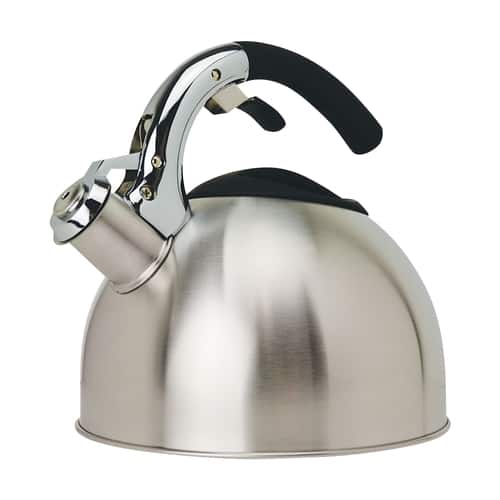 Primula - Soft Grip Whistling 0.75 gallon Tea Kettle - Stainless Steel - Angle