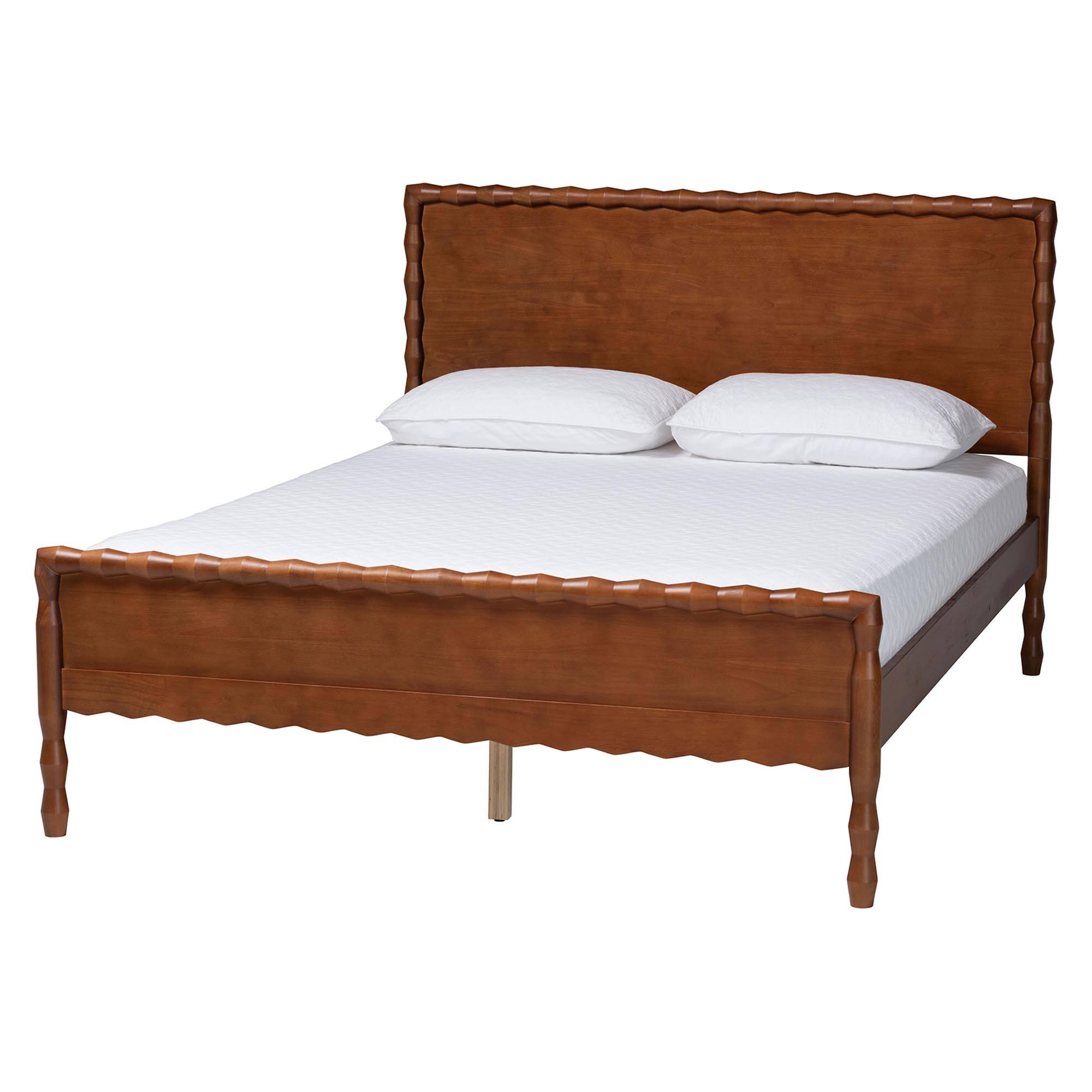 Left. Baxton Studio - Seamus 4-Piece Bedroom Set with 1 Nightstand, Queen - Walnut Brown.