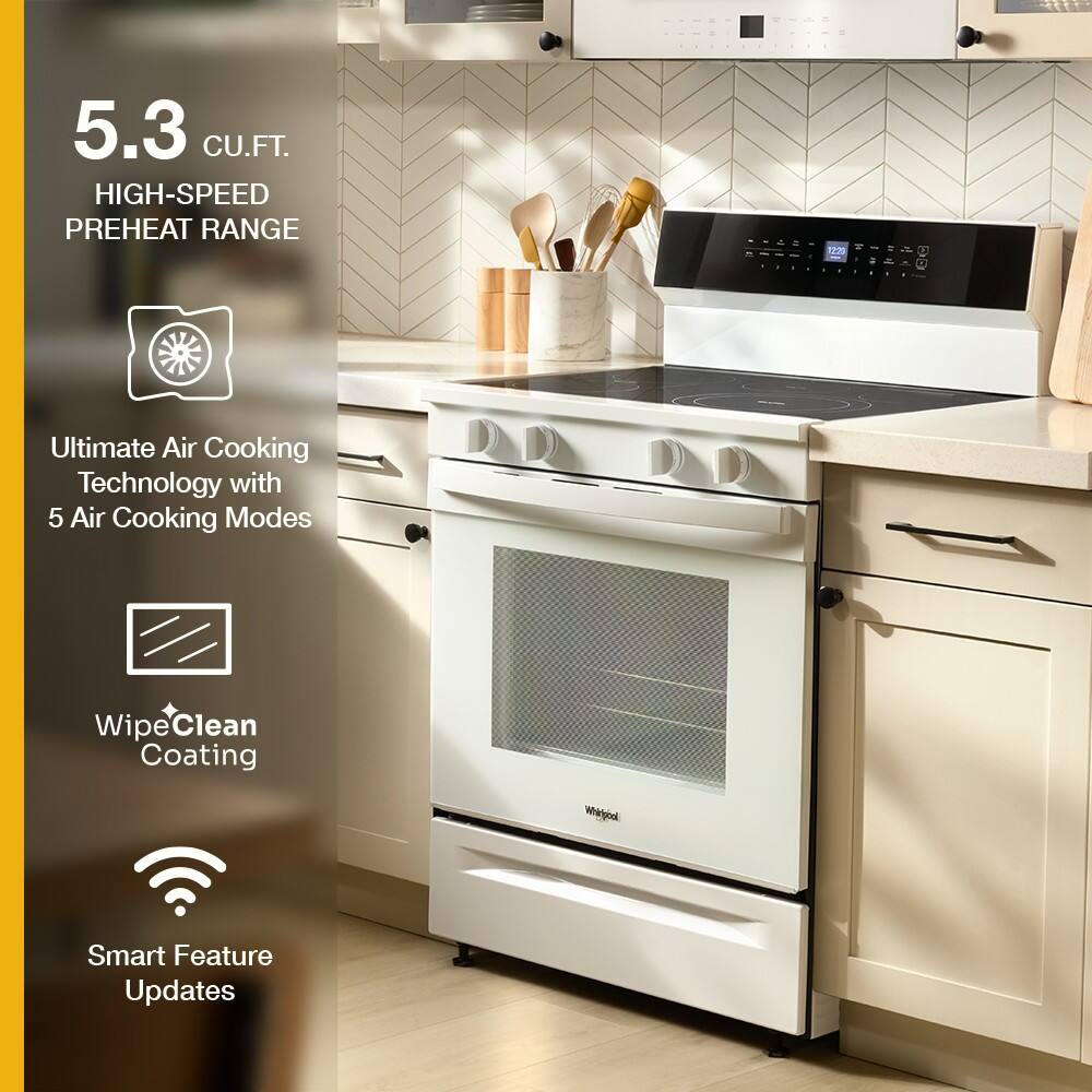 5.3 CU.FT.  
HIGH-SPEED PREHEAT RANGE  

Ultimate Air Cooking Technology with 5 Air Cooking Modes  

WipeClean Coating  

Smart Feature Updates