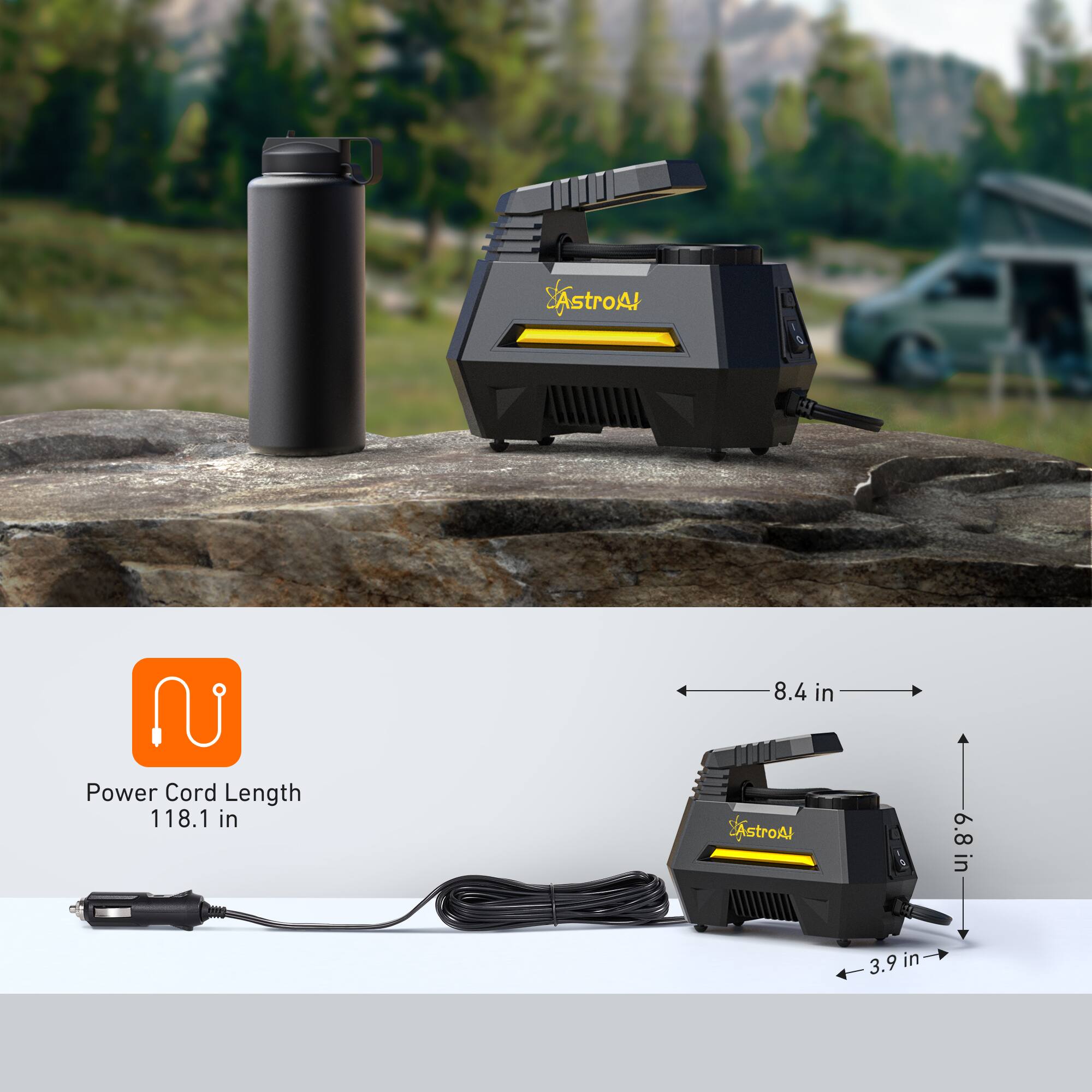 AstroAI

Power Cord Length  
118.1 in

8.4 in  
6.8 in  
3.9 in