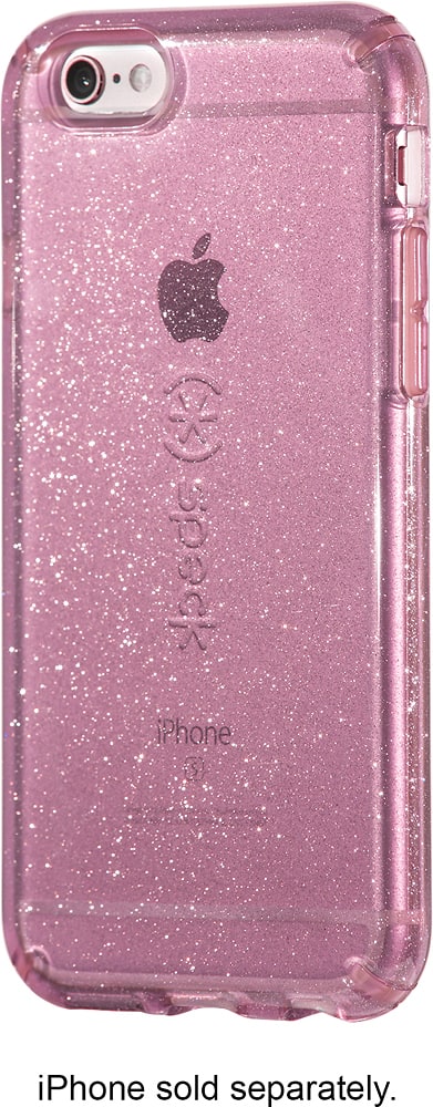 Front. Speck - CandyShell Clear Back Cover for Apple iPhone 6 Plus and 6s Plus - Glitter gold, Beaming orchid.