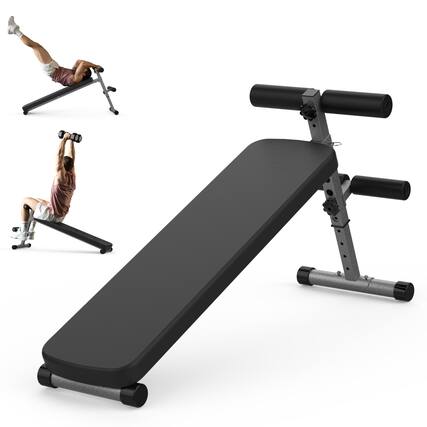 Front. ThinkLink Electronic - Finer Form Gym-quality Adjustable Sit Up Ab Bench & Decline Weight For Home Gym Strength Training. - Black.