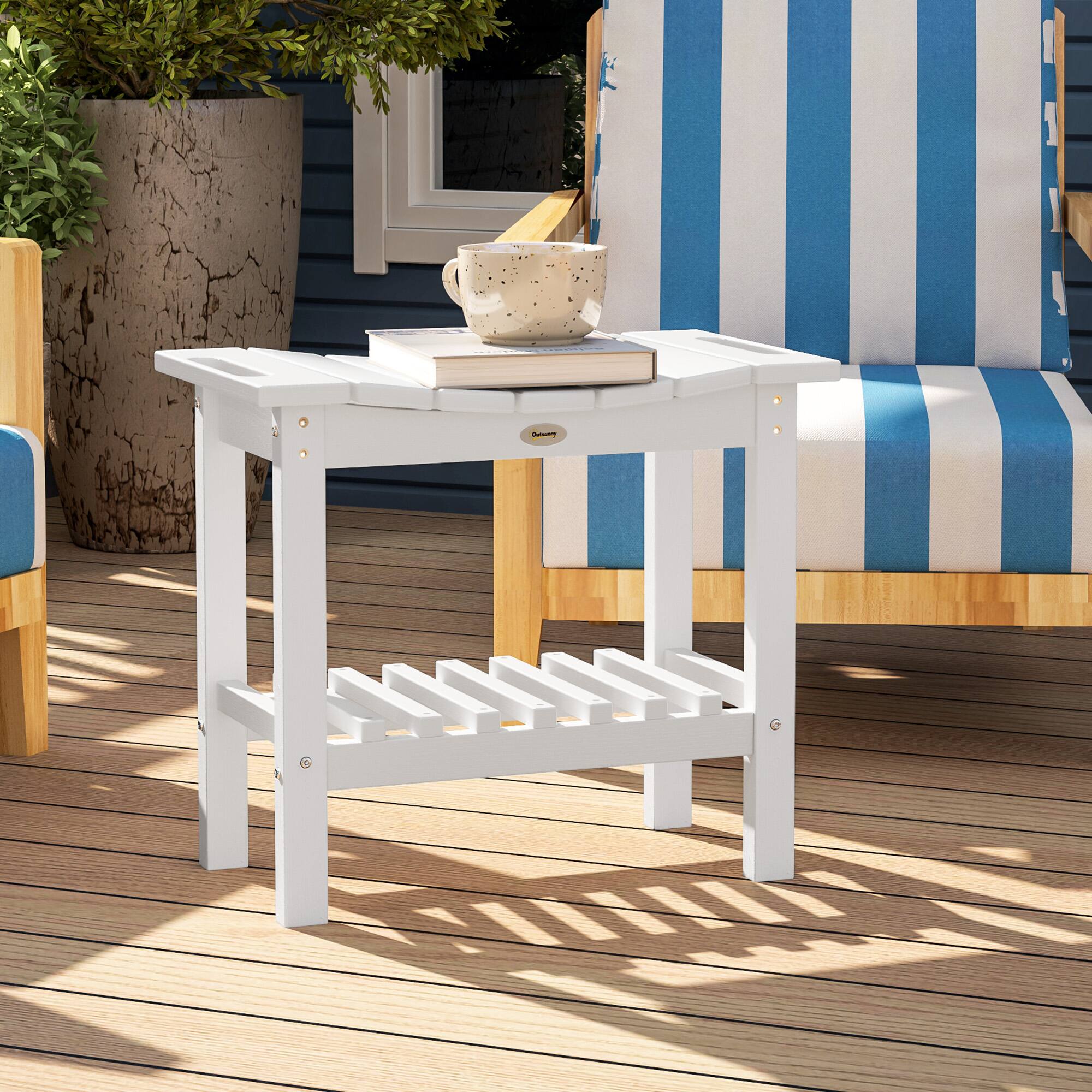 Alt View 7. Outsunny - Shower Bench for Inside Shower, HDPE Shower Stool with Handle, Storage Shelf, Non-Slip Pads - White.