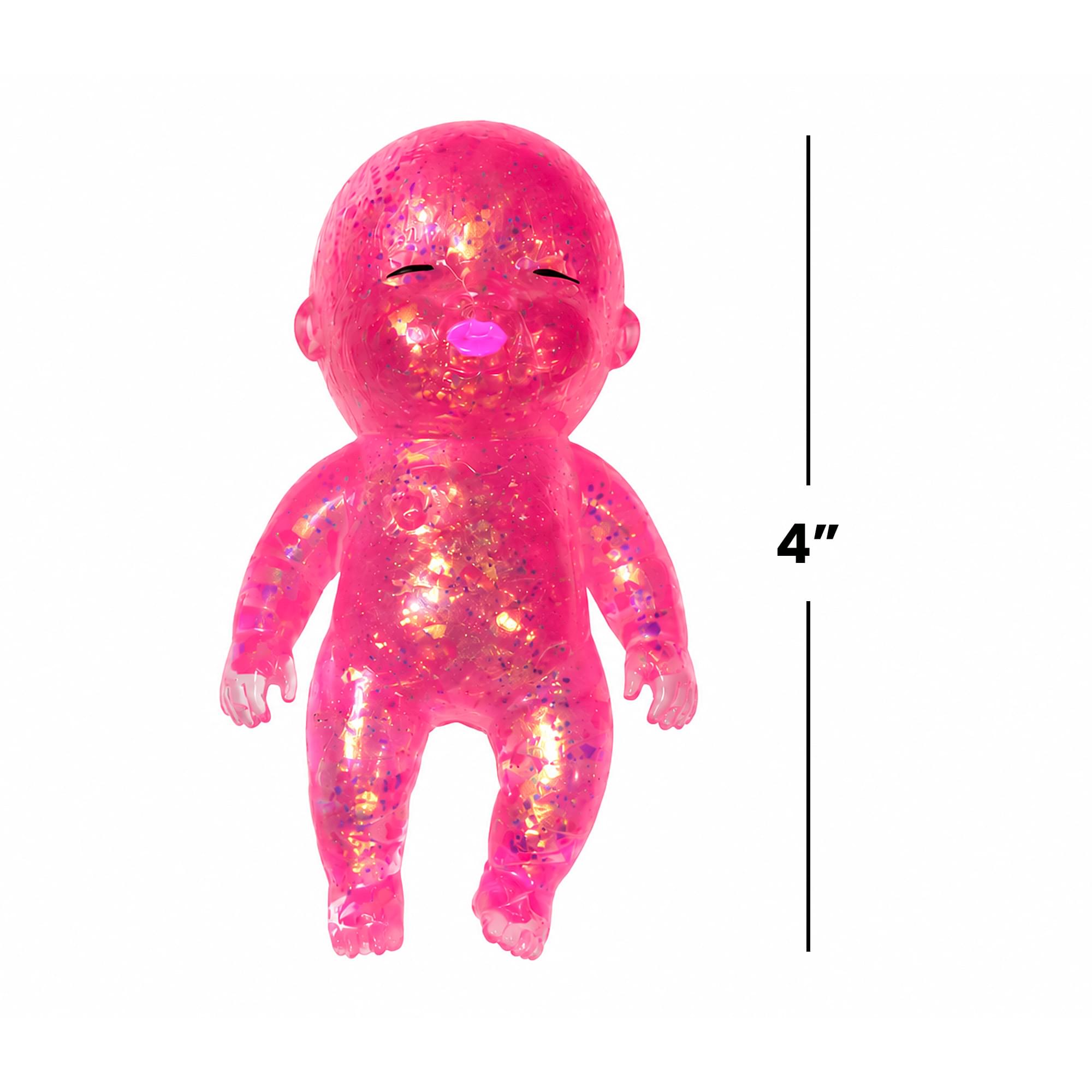 Alt View 1. Puka Creations - Squishy Glitter Baby 4-Inch Stress Reliever | Pink - Pink.