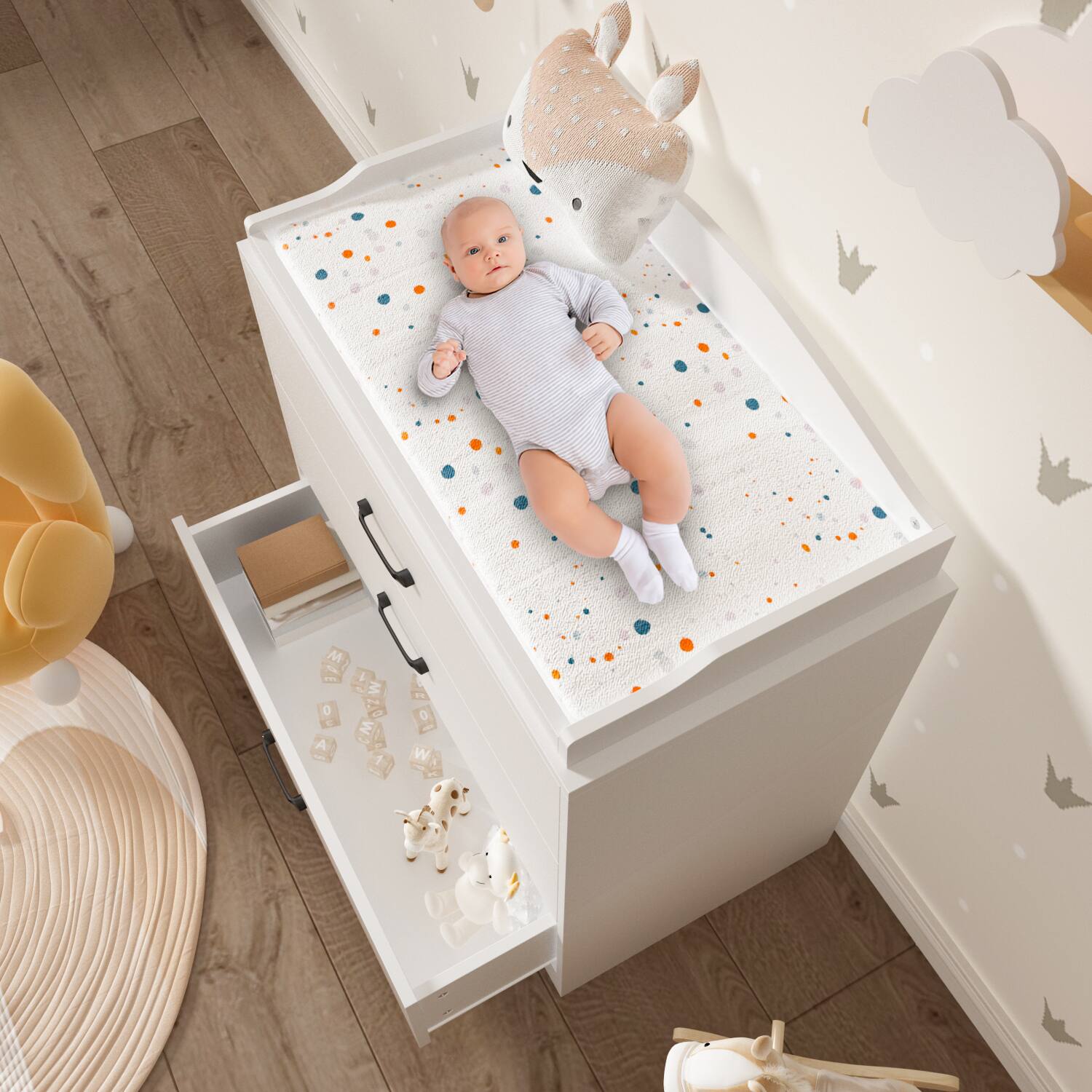 Alt View 7. FUFU & GAGA - FUFU&GAGA Compact 3 - Drawer Vertical Dresser for Small Spaces – White, Cozy Home Style - White.