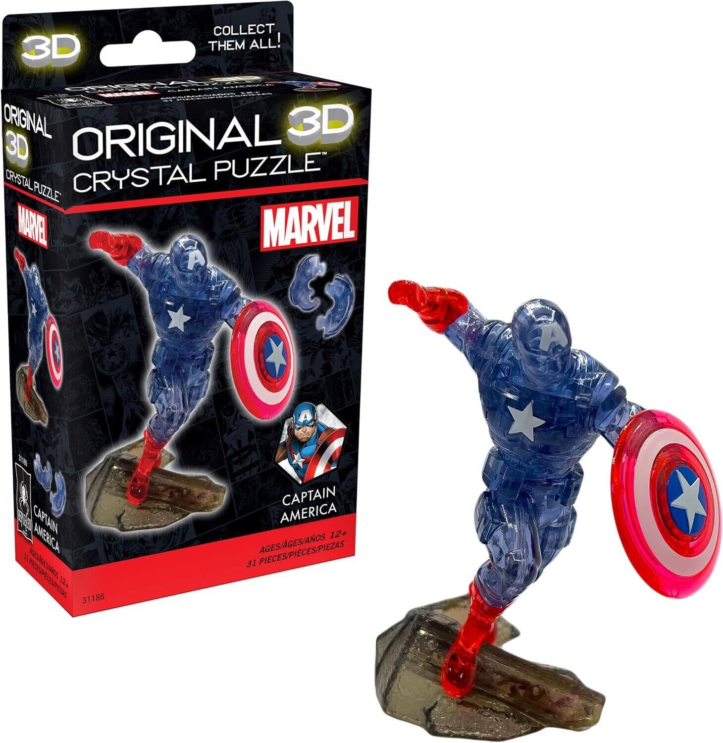 COLLECT THEM ALL!  
ORIGINAL 3D CRYSTAL PUZZLE  
MARVEL  
CAPTAIN AMERICA  
AGES 12+  
31 PIECES
