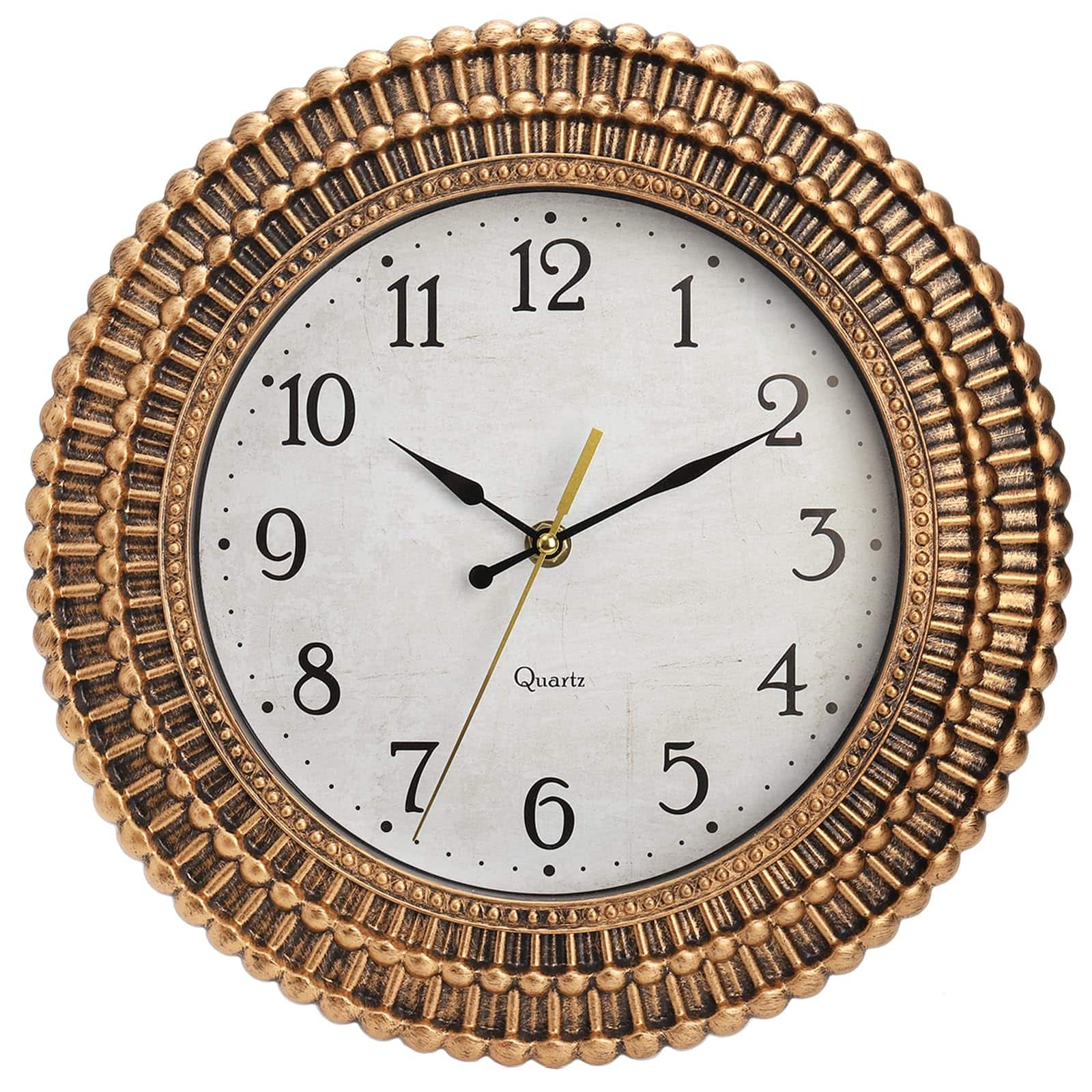 Dazzed Corner - 12 Inch Battery Operated Wall Clock,Silent Non-Ticking Retro Wall Clocks - Bronze