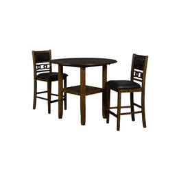 FurniFact - 3-Piece Counter Drop Leaf Table Set - Brown