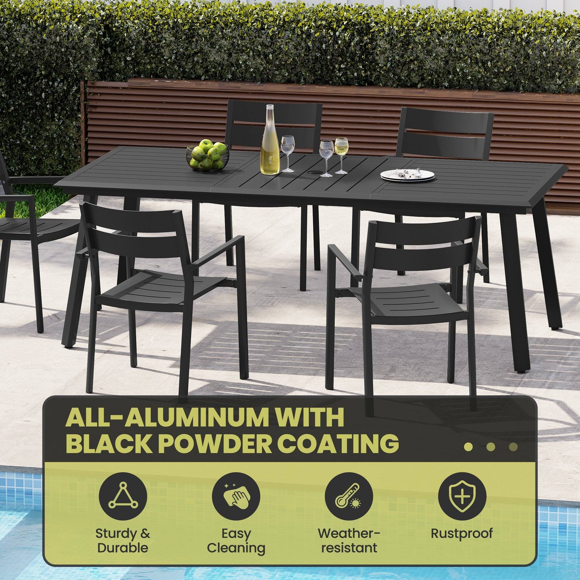 ALL-ALUMINUM WITH BLACK POWDER COATING

- Sturdy & Durable
- Easy Cleaning
- Weather-resistant
- Rustproof