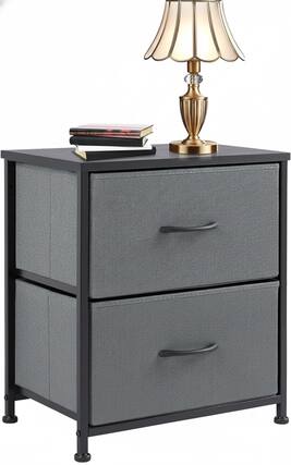 Front. AOITUN - Compact Nightstand for Daily Dorm Living, 20" Bedside Table with 2 Drawers, Works Well with Twin XL Dorm Setup - Gray.