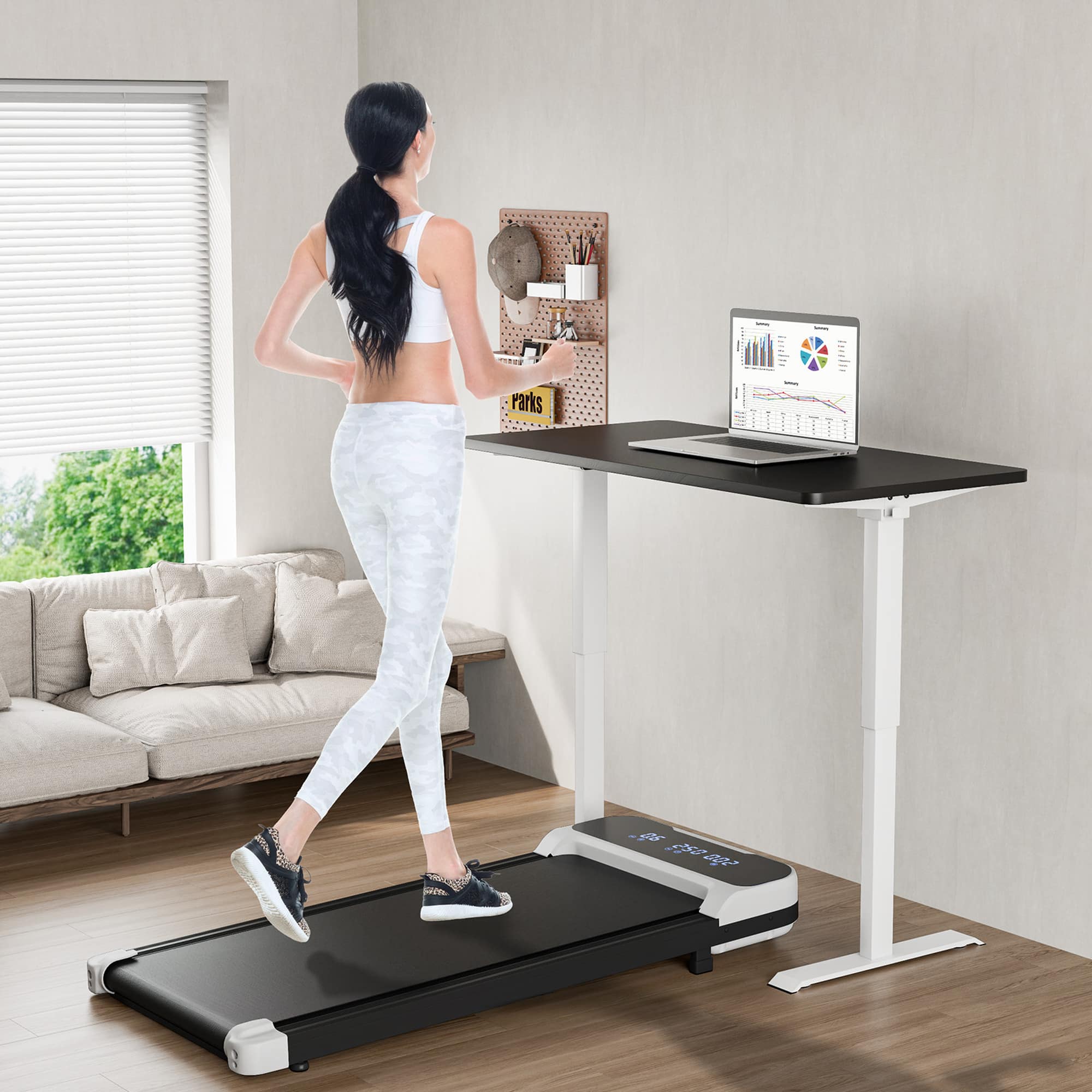 Alt View 3. GOPLUS - Goplus 2.5HP Under Desk Treadmill for Home and Office Remote Control LED Display White - White.