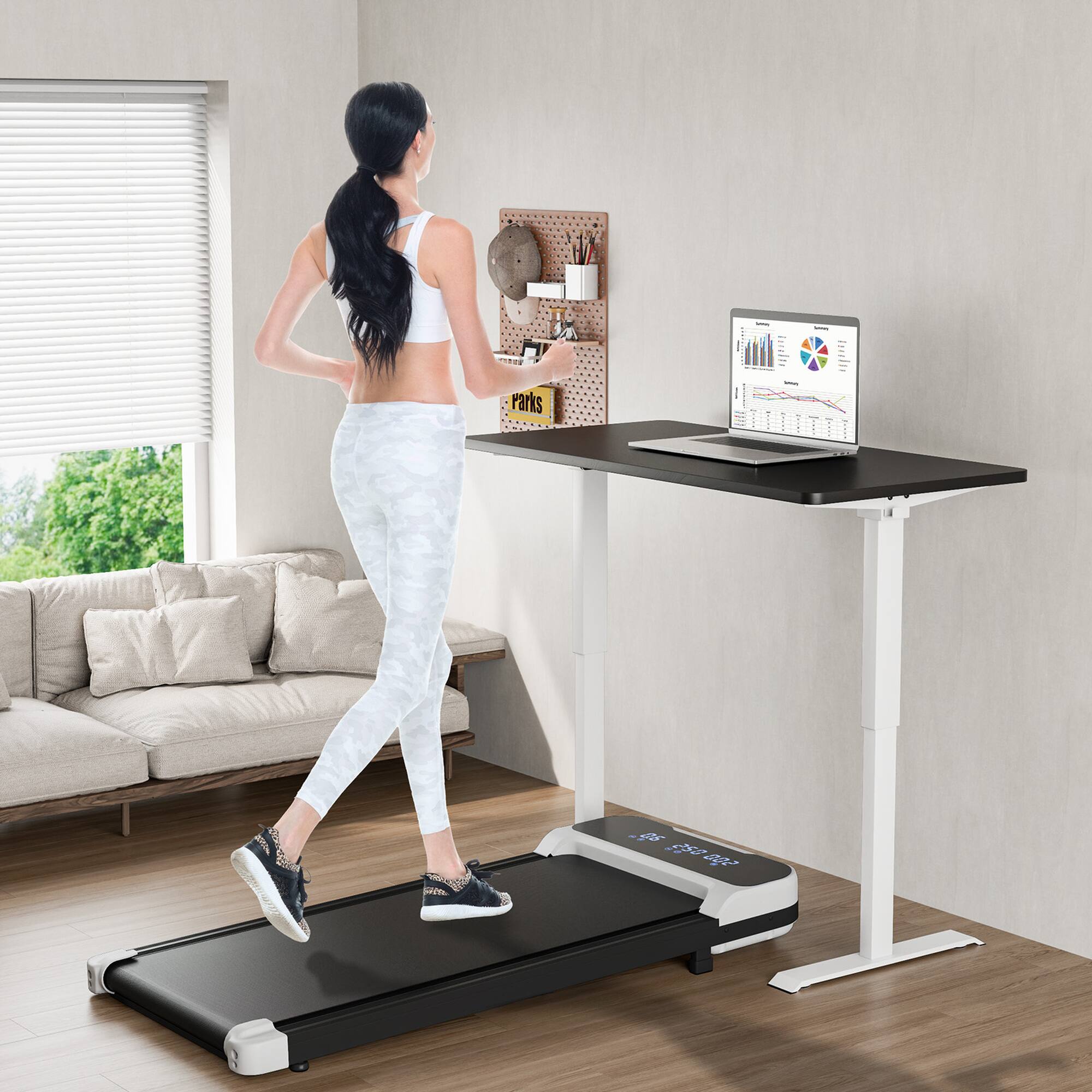 Alt View 3. GOPLUS - Goplus 2.5HP Under Desk Treadmill for Home and Office Remote Control LED Display White - White.