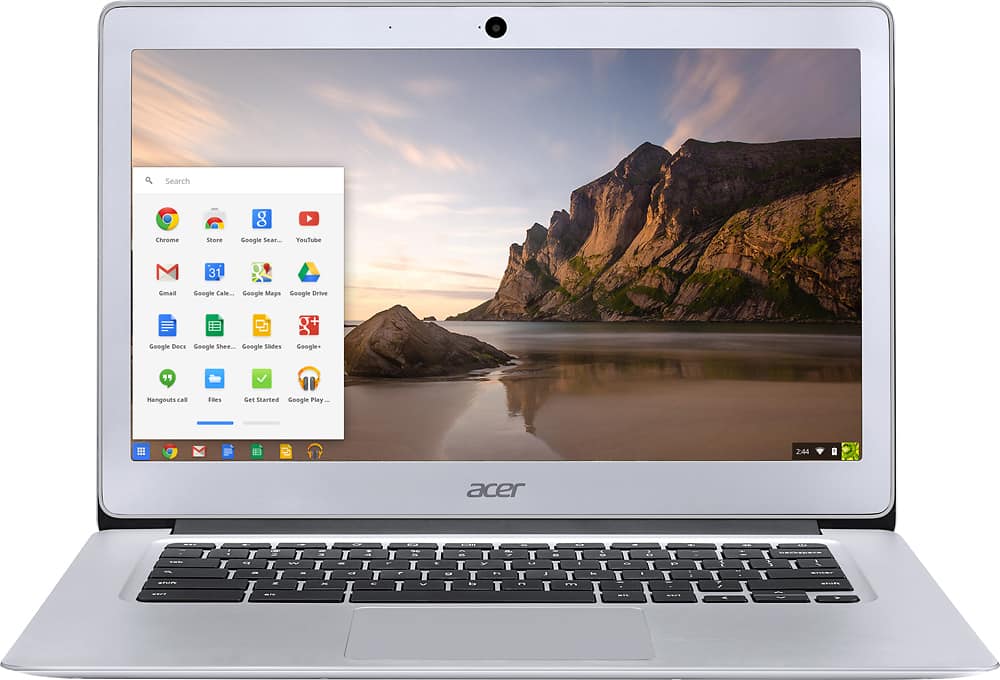 Front. Acer - 14" Chromebook - Intel Celeron - 4GB Memory - 32GB eMMC Flash Memory - Sparkly silver.