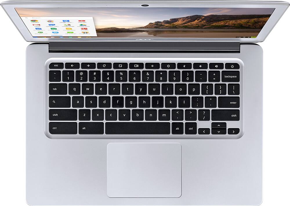 Alt View 7. Acer - 14" Chromebook - Intel Celeron - 4GB Memory - 32GB eMMC Flash Memory - Sparkly silver.