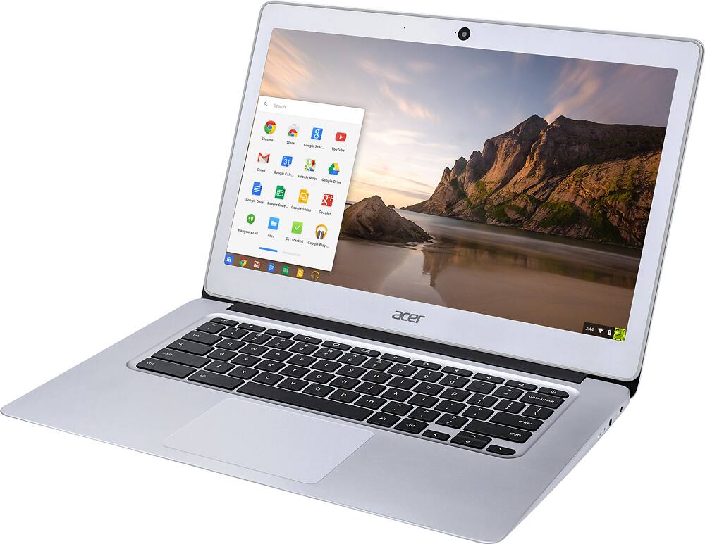 Left. Acer - 14" Chromebook - Intel Celeron - 4GB Memory - 32GB eMMC Flash Memory - Sparkly silver.