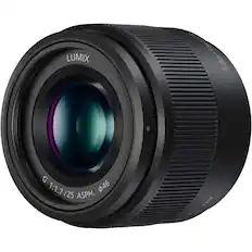 Front. Panasonic - LUMIX G 25mm f/1.7 ASPH. Lens for Mirrorless Micro Four Thirds Compatible Cameras, H-H025-K - Black.