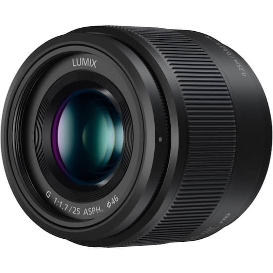 Front Zoom. Panasonic - LUMIX G 25mm f/1.7 ASPH. Lens for Mirrorless Micro Four Thirds Compatible Cameras, H-H025-K - Black.