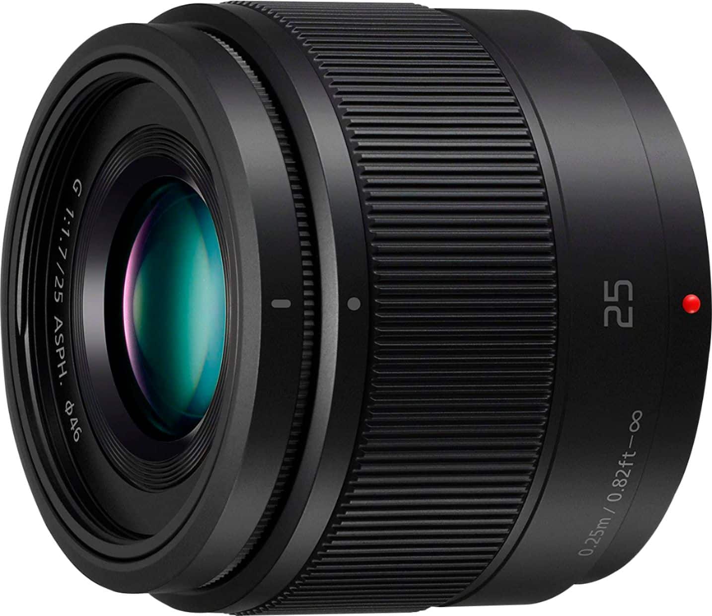 Left. Panasonic - LUMIX G 25mm f/1.7 ASPH. Lens for Mirrorless Micro Four Thirds Compatible Cameras, H-H025-K - Black.