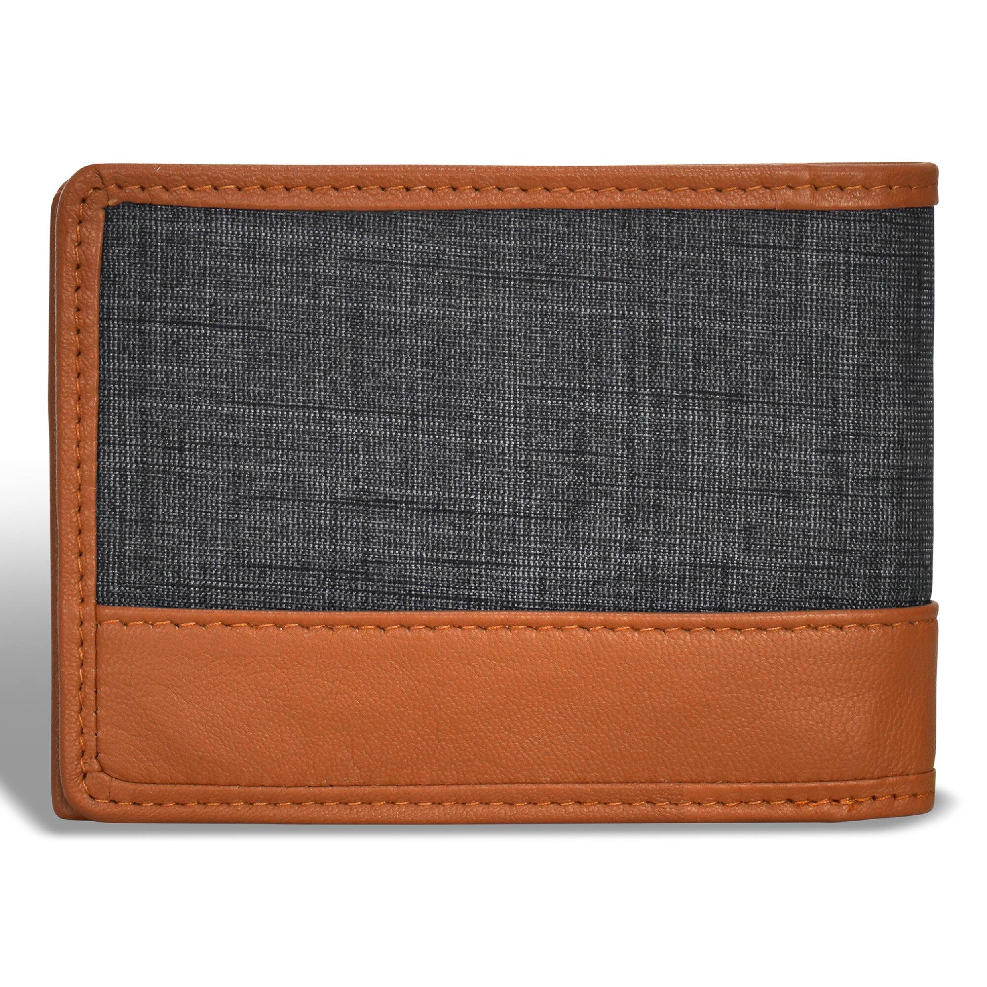 Back. Champs - Denim Collection Leather Center Wing Wallet - TanBlack.