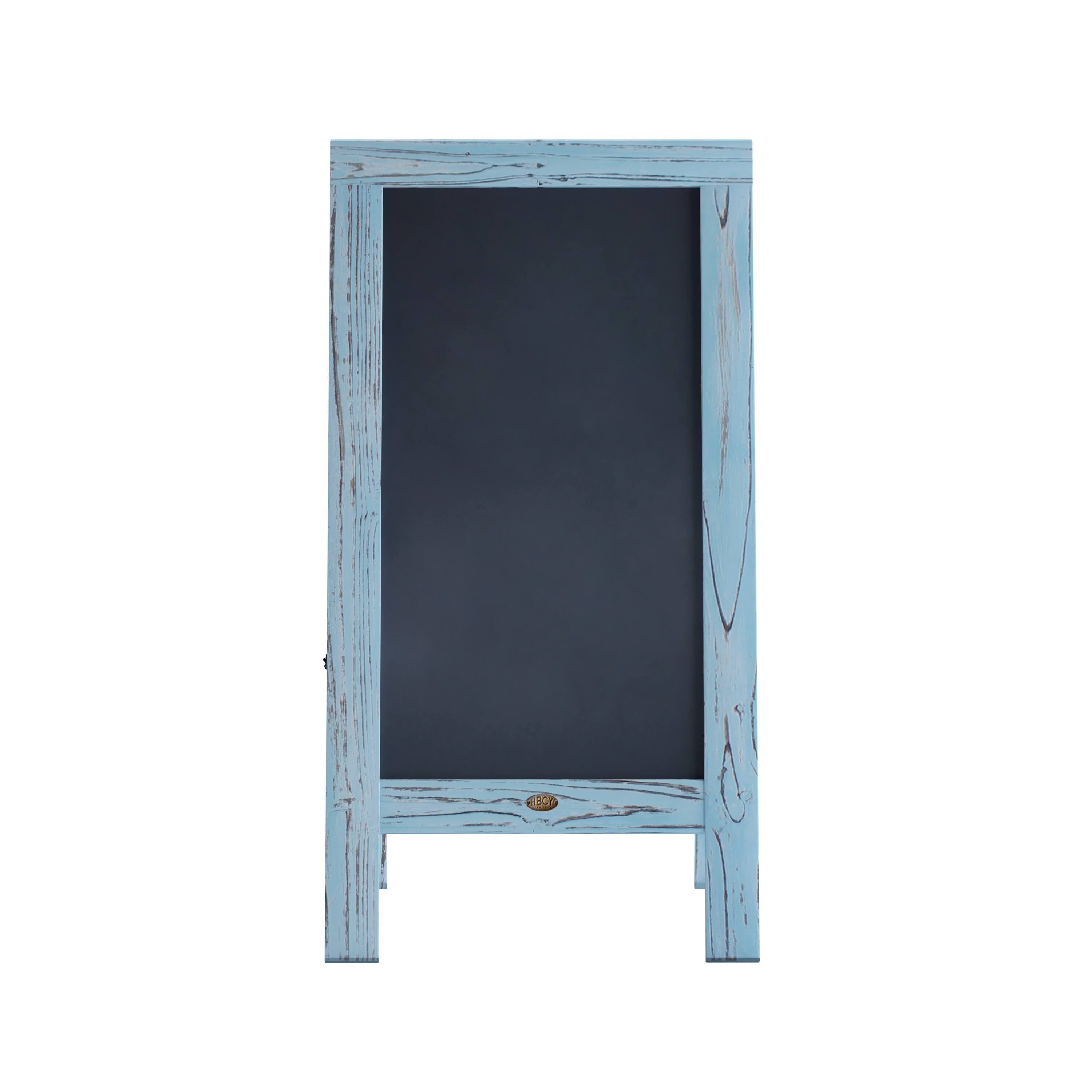 Alt View 9. Emma + Oliver - Rustic Double-Sided A-Frame Wooden Chalkboard with Magnetic Surface - Robin Blue.