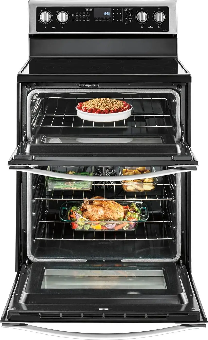 Alt View 2. Whirlpool - 6.7 Cu. Ft. Self-Cleaning Freestanding Double Oven Electric Convection Range - Stainless Steel.