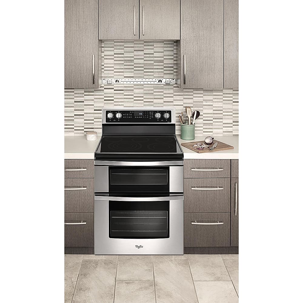 Alt View 17. Whirlpool - 6.7 Cu. Ft. Self-Cleaning Freestanding Double Oven Electric Convection Range - Stainless Steel.