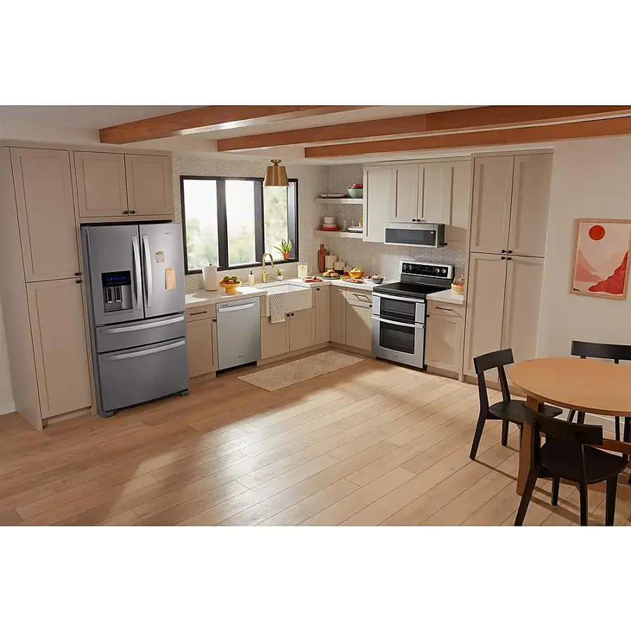 Alt View 18. Whirlpool - 6.7 Cu. Ft. Self-Cleaning Freestanding Double Oven Electric Convection Range - Stainless Steel.