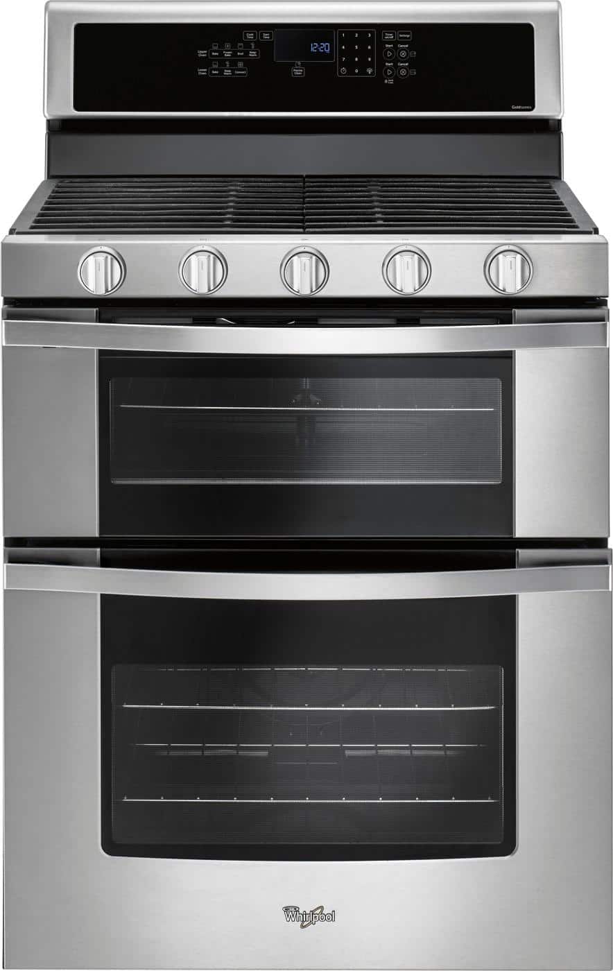 Whirlpool - 6.0 Cu. Ft. Self-Cleaning Freestanding Double Oven Gas Convection Range - Stainless Steel - Front_Zoom