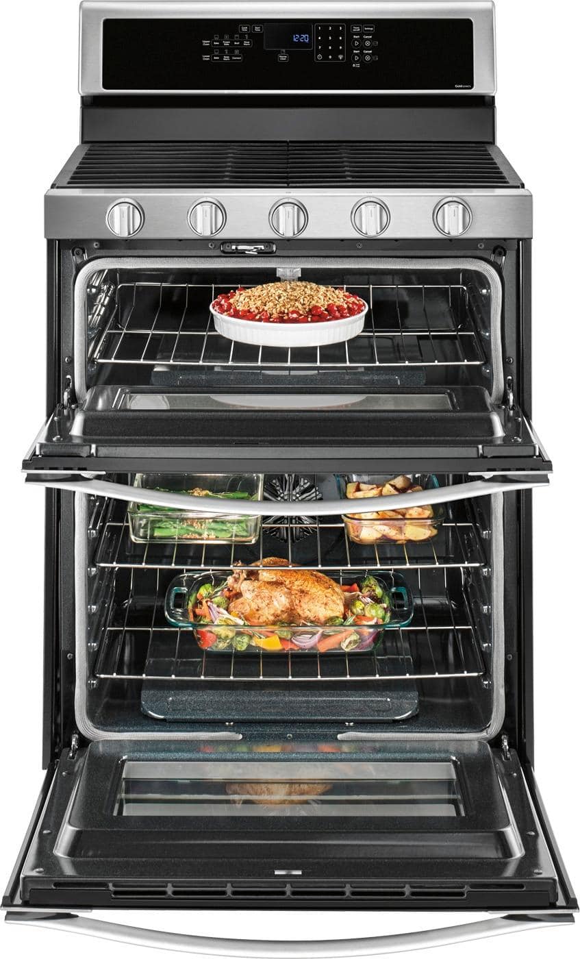 Alt View 13. Whirlpool - 6.0 Cu. Ft. Self-Cleaning Freestanding Double Oven Gas Convection Range - Stainless Steel.