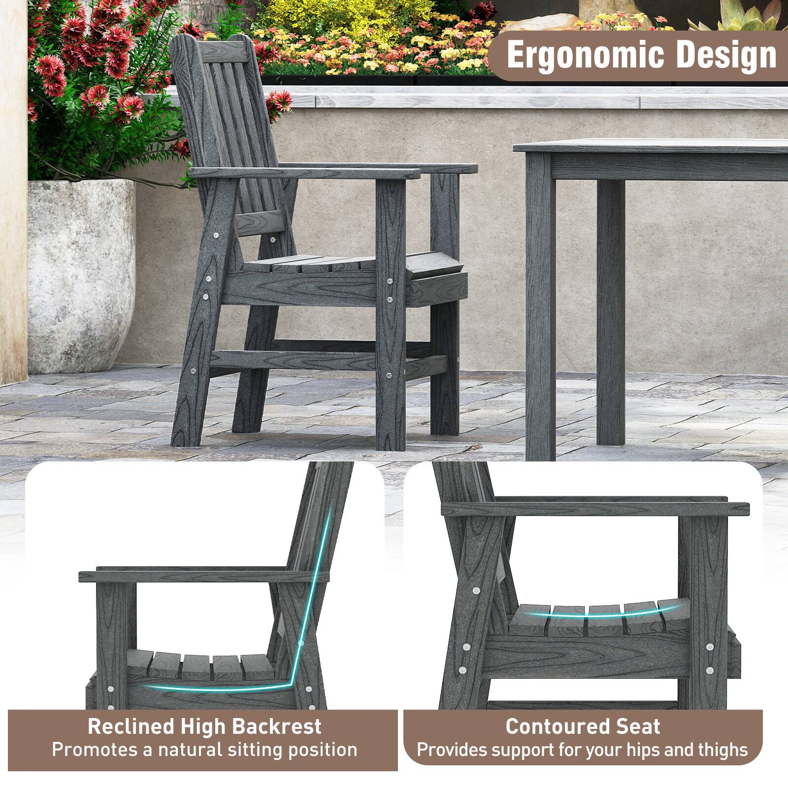 Ergonomic Design

Reclined High Backrest  
Promotes a natural sitting position

Contoured Seat  
Provides support for your hips and thighs