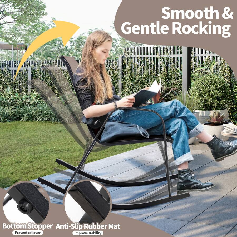 Costway 4 PCS Patio Rocking Chair Heavy Duty Metal Rocker Outdoor Anti ...