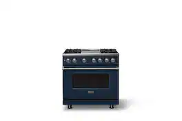 Viking - Pro 5 Series 5.6 Cu. Ft. Freestanding Sealed 4 Burner Dual Fuel Convection Range/Griddle - Slate Blue - Slate Blue